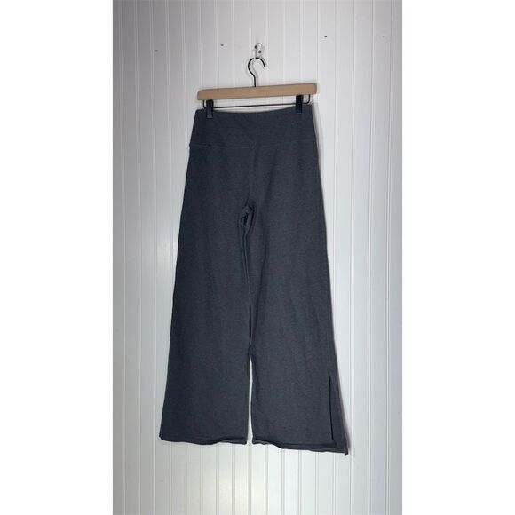 Pact Organic Cotton Wide Leg Lounge Pants M Gray Sustainable Soft Knit Slit Hem - Picture 2 of 4